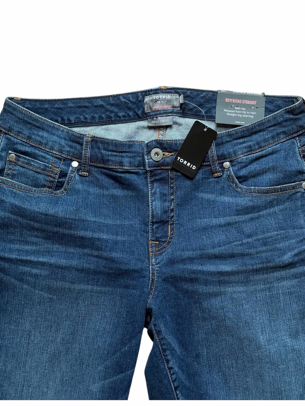 Torrid Boyfriend Straight Mid-Rise denim blue jeans 12 R NWT $65.50 - Picture 4 of 8